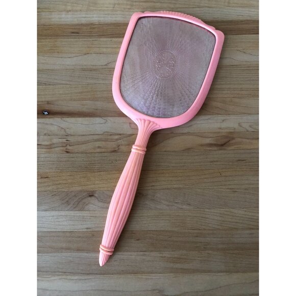 Vintage Pink Handheld Mirror Ornate Clean Girl Preppy Princess Boudoir Romantic - Picture 2 of 6